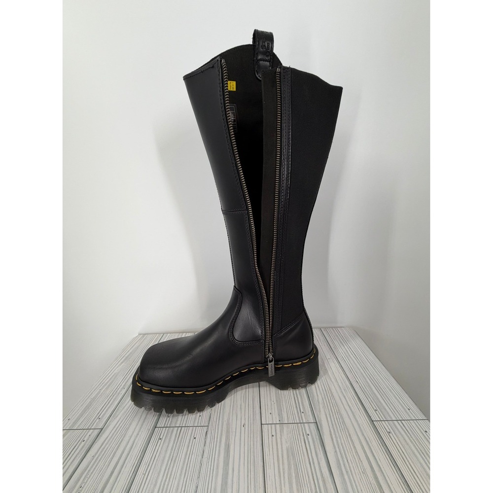 Dr. Martens Amaayah Hi Boots Black Leather Knee Tall Riding Women's Size 8 NEW - Picture 10 of 16